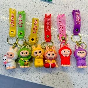 Adorable Keychains, Set of 6, Brand New, Includes clip and keychain